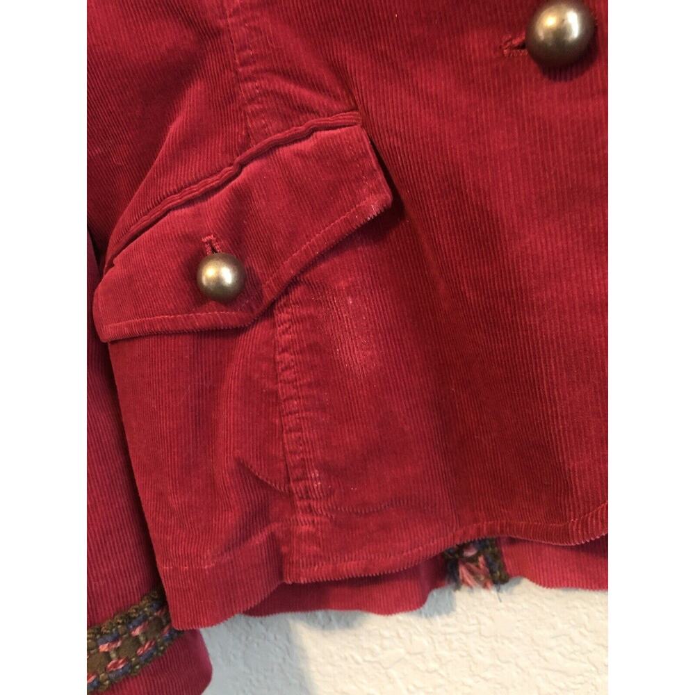 Vintage Coldwater Creek Womens Blazer 12 Maroon Boho Embroidered Button Up Artsy - Picture 7 of 14